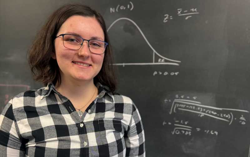 Kacie O'Hearn is finishing her last semester of graduate school, culminating with a presentation of her research that uses statistical techniques to forecast heart disease. 
